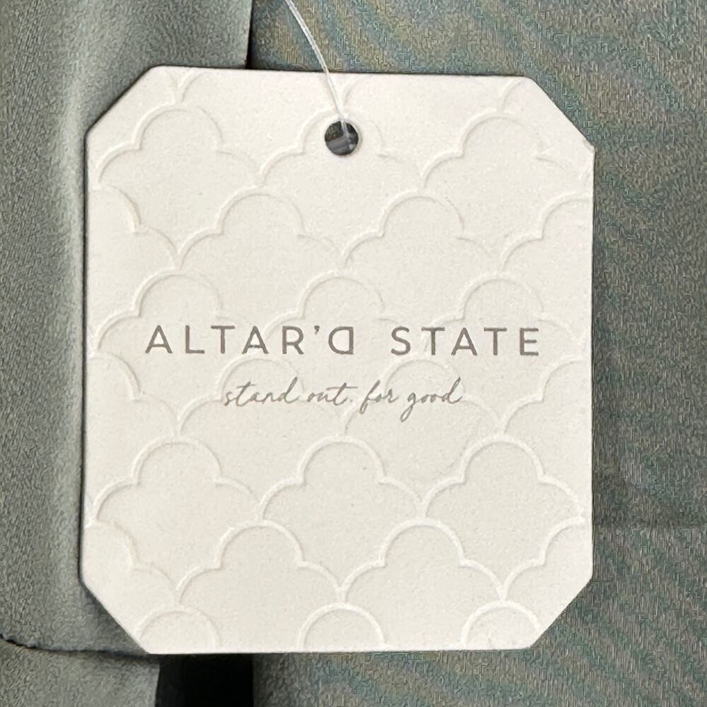 NWT Altar'd State Milkmaid Mini Dress Womens L Sage Green Smocked Soft Girl - Picture 6 of 8